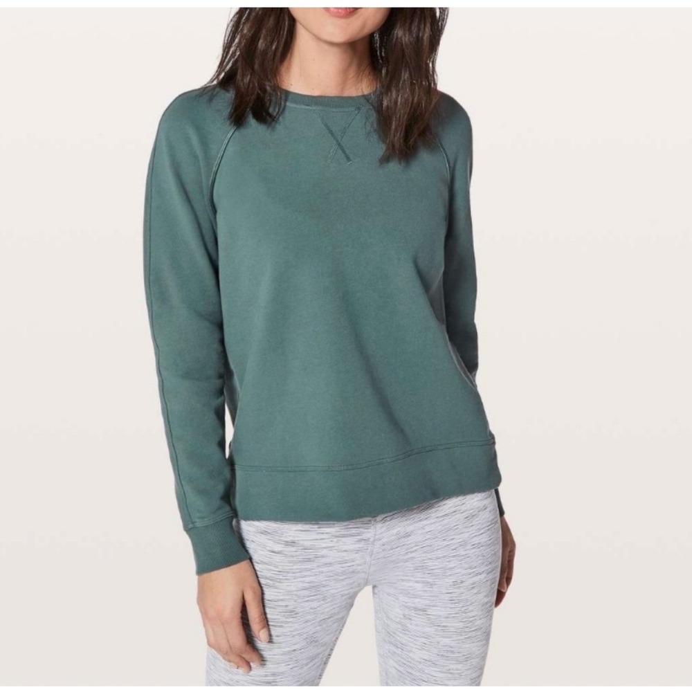 Lululemon Just Pleat It Crewneck Women Size 10 Green Good Raglan Sweatshirt